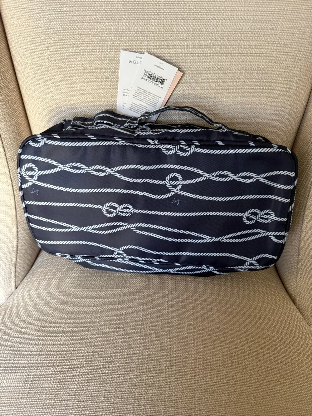 Lug Freight Box Container Nautical Navy Rope Print NWT Travel Storage Organizer